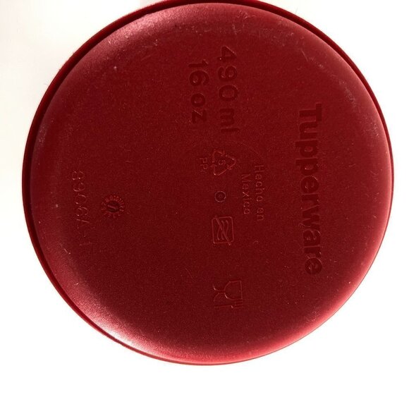 Tupperware Heart to Heart Red White Eco Cup To Go with Extra Lid Sz 490mL/16 oz - Picture 11 of 13